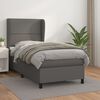 vidaXL Boxspringbett mit Matratze Grau 90x200 cm Kunstleder
