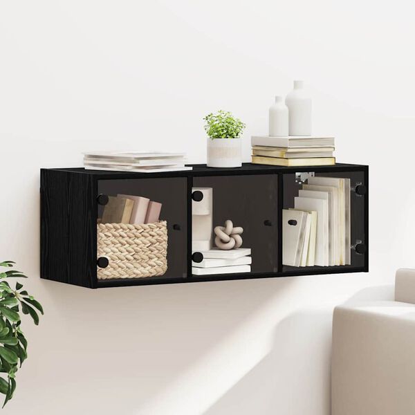 vidaXL Wandschrank Schwarz Eichen-Optik 102 x 37 x 35 cm Holzwerkstoff