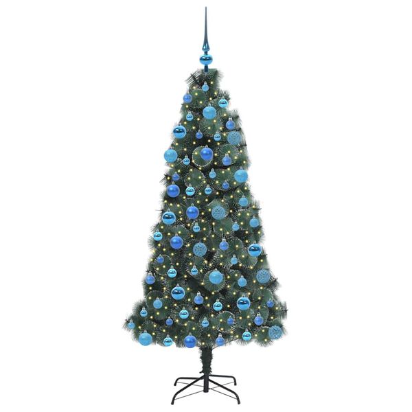 vidaXL K&uuml;nstlicher vorbeleuchteter Weihnachtsbaum mit Kugelset 180 cm