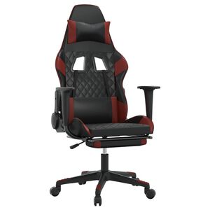 vidaXL Gaming-Stuhl mit Massage & Fu&szlig;st&uuml;tze Schwarz Weinrot Kunstleder