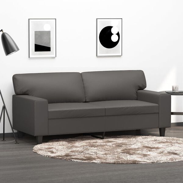 vidaXL 2-Sitzer-Sofa Grau 140 cm Kunstleder