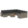 vidaXL 12-tlg. Garten-Sofagarnitur mit Kissen Grau Poly Rattan