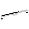 vidaXL Duschabfluss mit Glasabdeckung Schwarz 100 cm Edelstahl 304