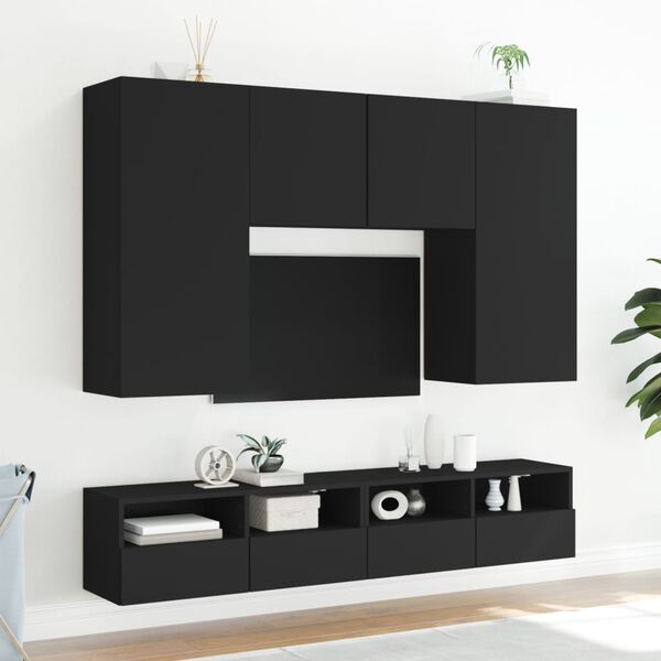 vidaXL TV-Wandschr&auml;nke 2 Stk. Schwarz 100x30x30 cm Holzwerkstoff