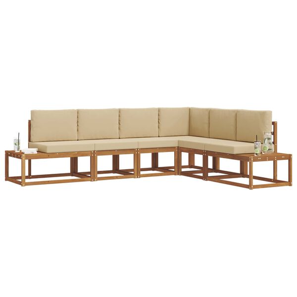 vidaXL Outdoor-Sofagarnitur mit Kissen 6 St&uuml;ck Natur und Beige