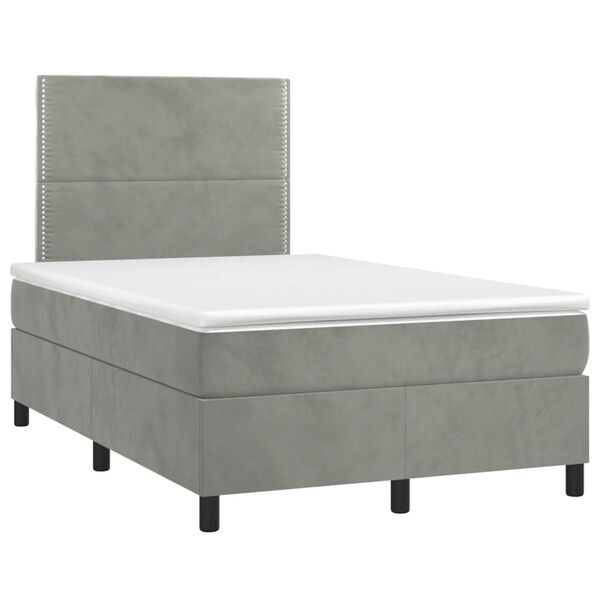 vidaXL Boxspringbett mit Matratze Hellgrau 120x190 cm Samt