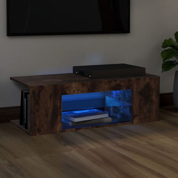 vidaXL TV-Schrank mit LED-Leuchten R&auml;uchereiche 90x39x30 cm