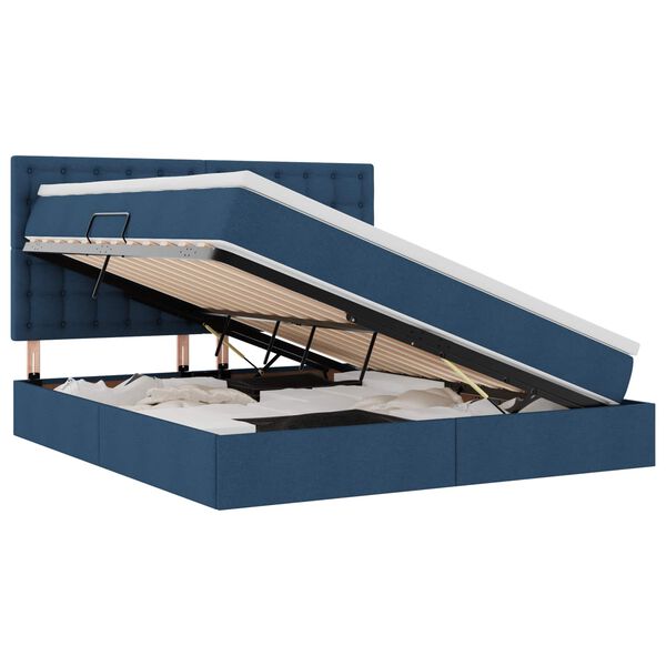 vidaXL Bett mit Stauraum und LED Blau 180 x 200 cm Polyester