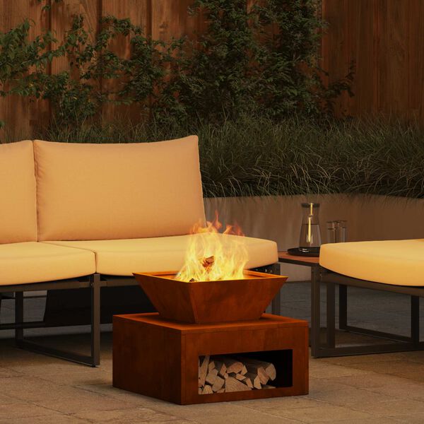 vidaXL Feuerstelle Rostig 50 x 50 x 40 cm Wetterfeststahl