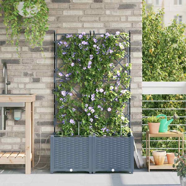 vidaXL Garten-Pflanzgef&auml;&szlig; 2 pcs Hellgrau Stahl