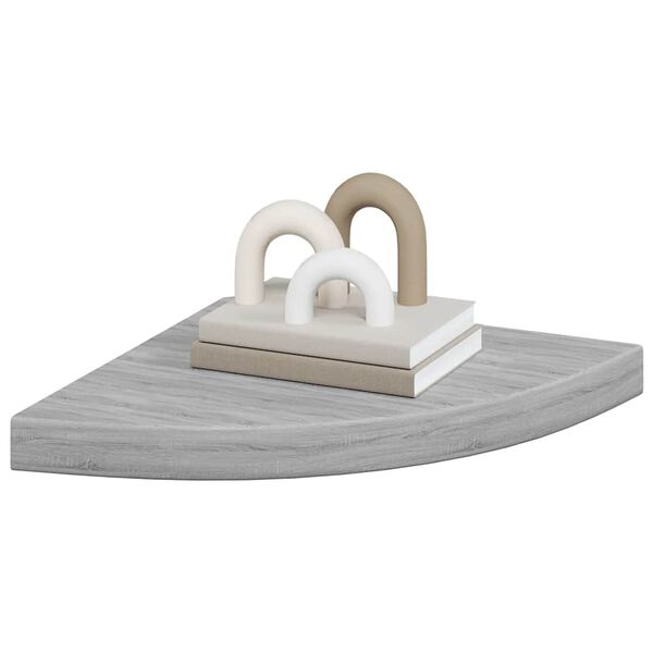 vidaXL Eck-Schweberegal Betongrau 35x35x3,8 cm MDF