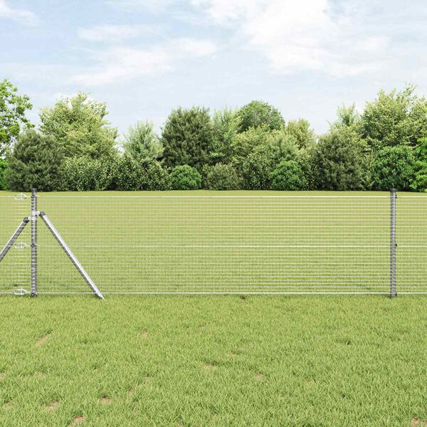 vidaXL Geschwei&szlig;ter Drahtzaun Silber 0,8 x 100 m