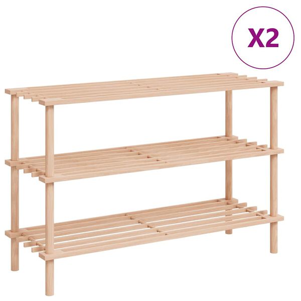 vidaXL Schuhregale mit 3 B&ouml;den 2 Stk. Massivholz Tanne