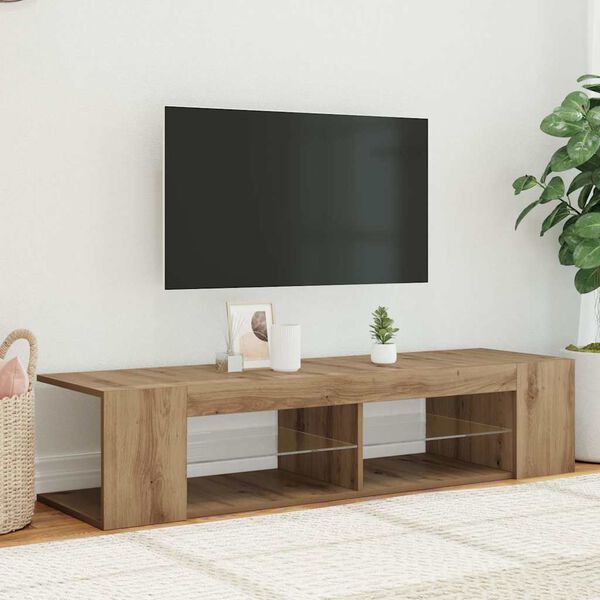 vidaXL TV-Schrank mit LED-Leuchten Artisan-Eiche 135x39x30 cm
