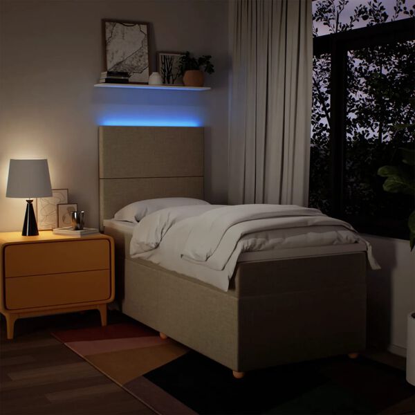 vidaXL Boxspringbett mit Matratze Creme 80x200 cm Stoff