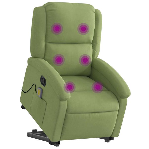 vidaXL Massagesessel mit Aufstehhilfe Elektrisch Hellgr&uuml;n Samt