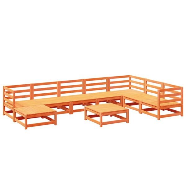 vidaXL 9-tlg. Garten-Sofagarnitur Wachsbraun Massivholz Kiefer