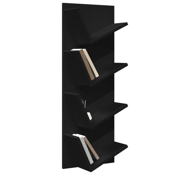 vidaXL Wand-B&uuml;cherregal mit 4 F&auml;chern Schwarz 33x16x90 cm