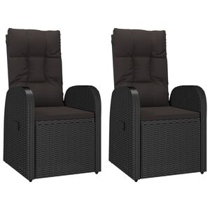 vidaXL Garten-Liegest&uuml;hle 2 Stk. mit Auflagen Poly Rattan Schwarz