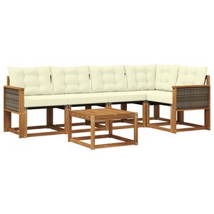 vidaXL Outdoor-Sofagarnitur 6 stk. Natur und Creme