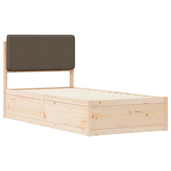 vidaXL Bettgestell mit gepolstertem Kopfteil Taupe 90 x 200 cm