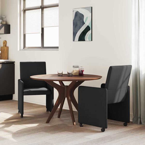 vidaXL Esszimmerst&uuml;hle mit Rollen 2 pcs Schwarz 57 x 66 x 94 cm Stoff