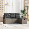 vidaXL Garten-Sofa-Set mit Kissen mit Speicher 4 pcs Grau Poly Rattan