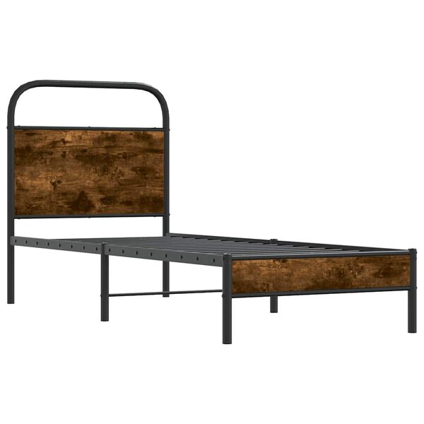 vidaXL Bettgestell ohne Matratze 80x200 cm R&auml;uchereiche Holzwerkstoff