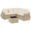 vidaXL 6-tlg. Garten-Sofagarnitur mit Kissen Beige Poly Rattan