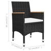 vidaXL 3-tlg. Bistro-Set Poly Rattan und Hartglas Schwarz