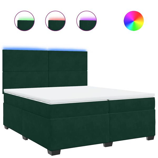 vidaXL Boxspringbett mit Matratze Dunkelgr&uuml;n 200x200 cm Samt