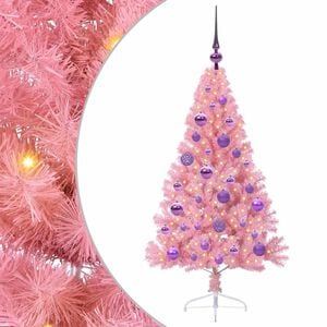 vidaXL K&uuml;nstlicher vorbeleuchteter Weihnachtsbaum Rosa 120 cm PVC