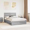 vidaXL Bettrahmen Graues Sonoma 140 x 190 cm Ingenieurs Holz
