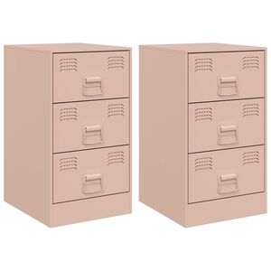 vidaXL Nachttische 2 Stk. Rosa 34,5x39x62 cm Stahl