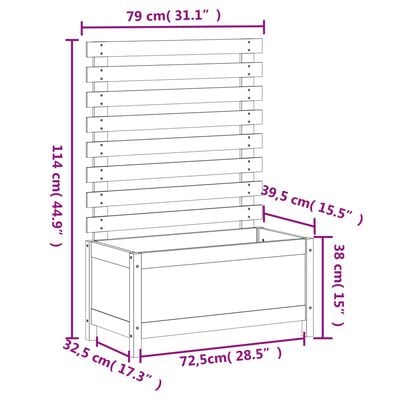 vidaXL Pflanzkübel mit Rankhilfe 79x39,5x114 cm Massivholz Kiefer