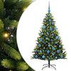 vidaXL K&uuml;nstlicher geflammter Weihnachtsbaum 150 LEDs Gr&uuml;n 150 cm