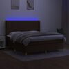 vidaXL Boxspringbett mit Matratze & LED Dunkelbraun 180x200 cm Stoff