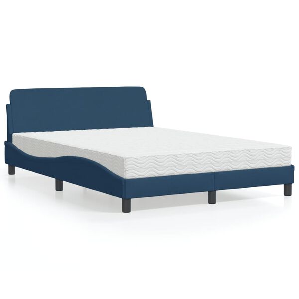 vidaXL Bett mit Matratze "Dover" Blau 140x200 cm Stoff