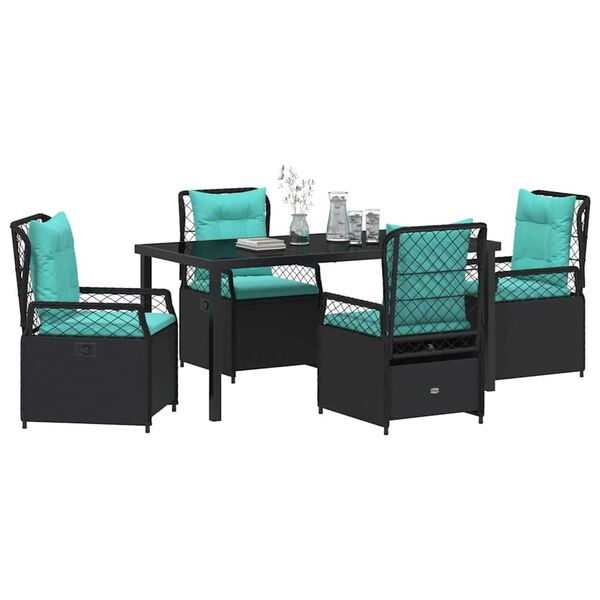 vidaXL Garten Essgruppe 5 pcs Schwarz Poly-Rattan