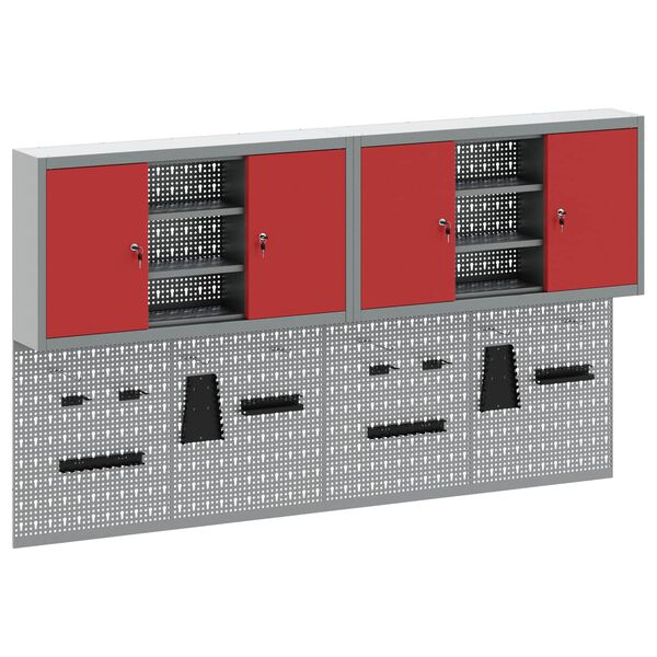 vidaXL Werkzeugschrank-Set 6 pcs Rot Pulverbeschichteter Stahl
