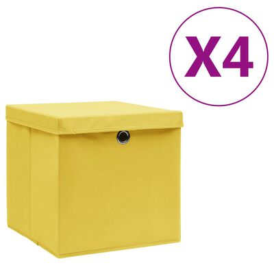 vidaXL Aufbewahrungsboxen mit Deckeln 4 Stk. 28x28x28 cm Gelb