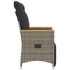 vidaXL Gartensessel Verstellbar mit Kissen Grau Poly Rattan