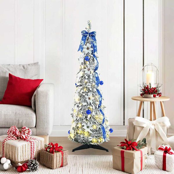 vidaXL K&uuml;nstlicher Weihnachtsbaum mit 50 LEDs Wei&szlig; 120 cm PVC