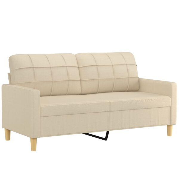 vidaXL 3-tlg. Sofagarnitur mit Kissen Creme Stoff