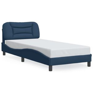 vidaXL Bettgestell mit LED ohne Matratze "Hvar" Blau 90x190 cm Stoff