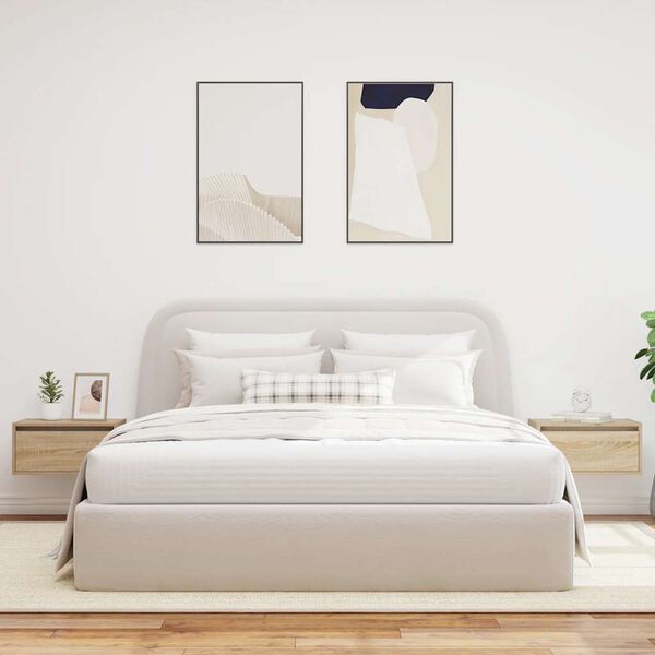 vidaXL Wand-Nachttische mit LED-Leuchten 2 Stk. Sonoma-Eiche