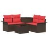 vidaXL Sofa Set 6 pcs 4-Sitzanzahl Braun und Rot Polyrattan und Stahl