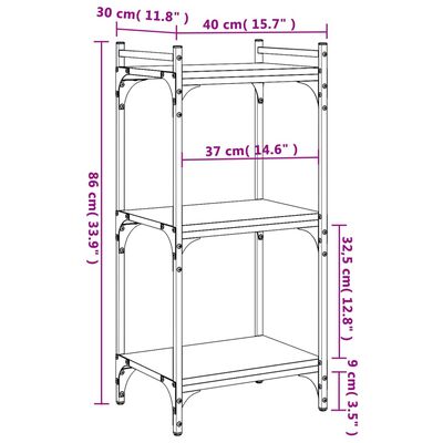 vidaXL Bücherregal 3 Böden Sonoma-Eiche 40x30x86 cm Holzwerkstoff