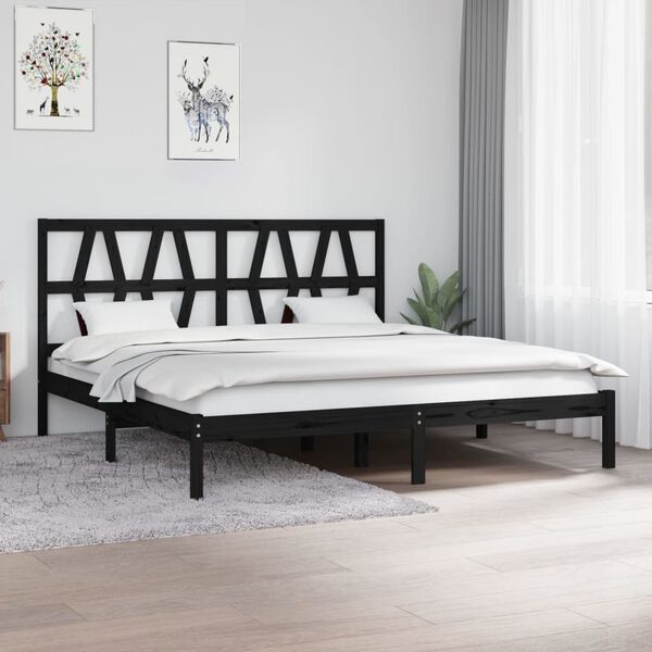 vidaXL Massivholzbett Schwarz Kiefer 180x200 cm