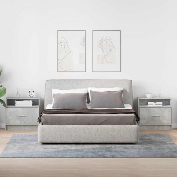 vidaXL Nachttische mit Schublade 2 Stk. Betongrau 51x31x47 cm